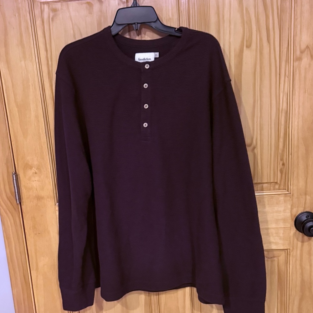 Goodfellow & Co Men's Dark Brown Henley Shirt